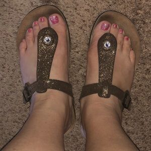 Vionic by Orthoheel brown sparkle sandals